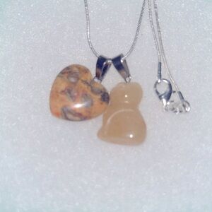 Boho Hippie Agate Cat and Heart ❤️ Silver 16” Neck…
